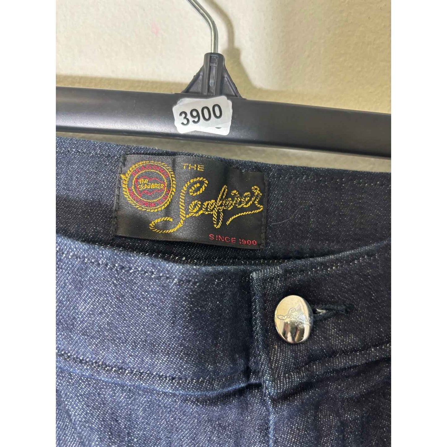 The Seafarer Dark Wash Denim Wide Leg Blue Jeans with Flat Front Pockets Sz 28