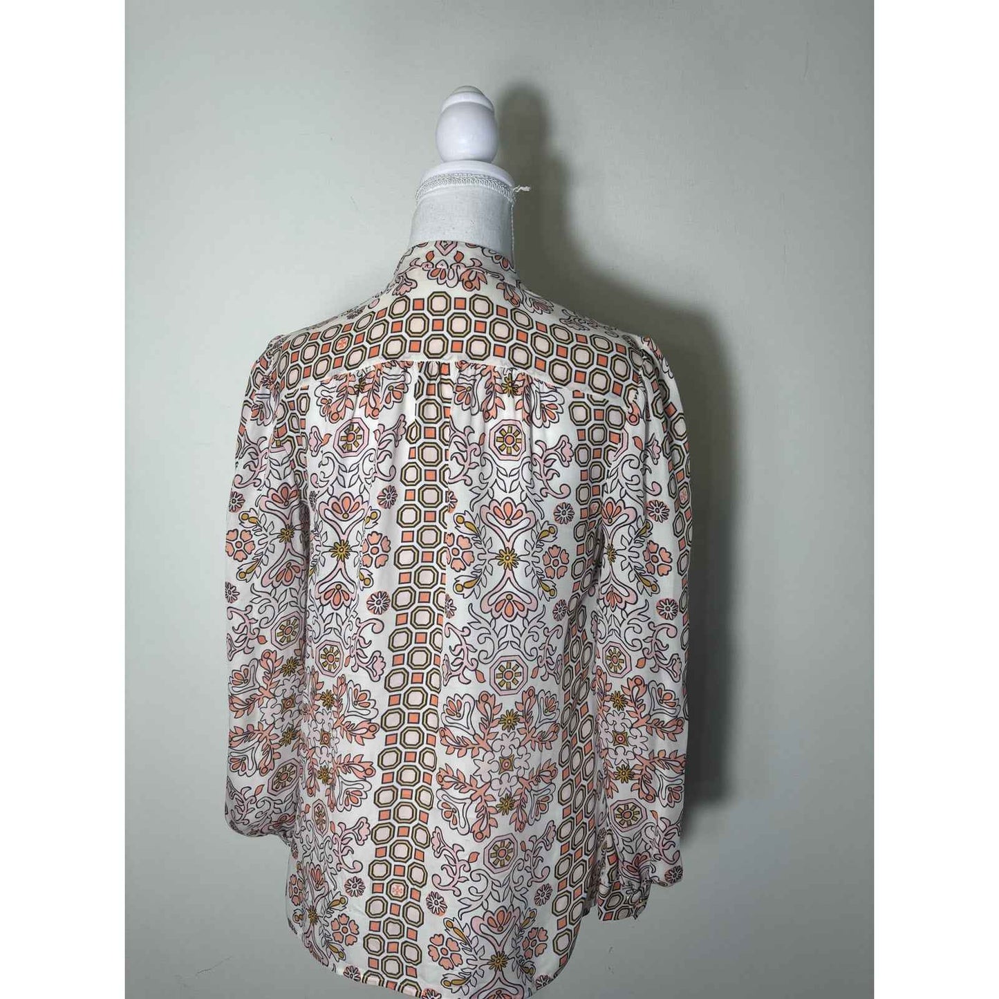 Tory Burch Pink and Cream Floral Print Blouse Sz 2