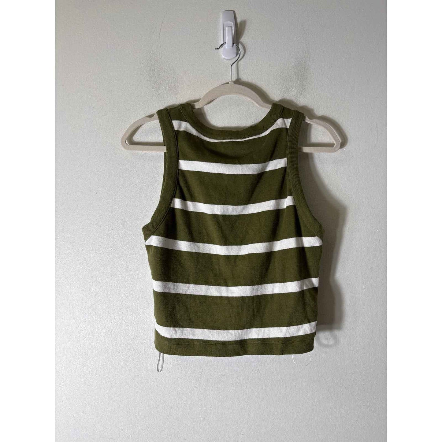 Tanya Taylor Olive Green Stripe Sleeveless Wrap Sweater Sz L