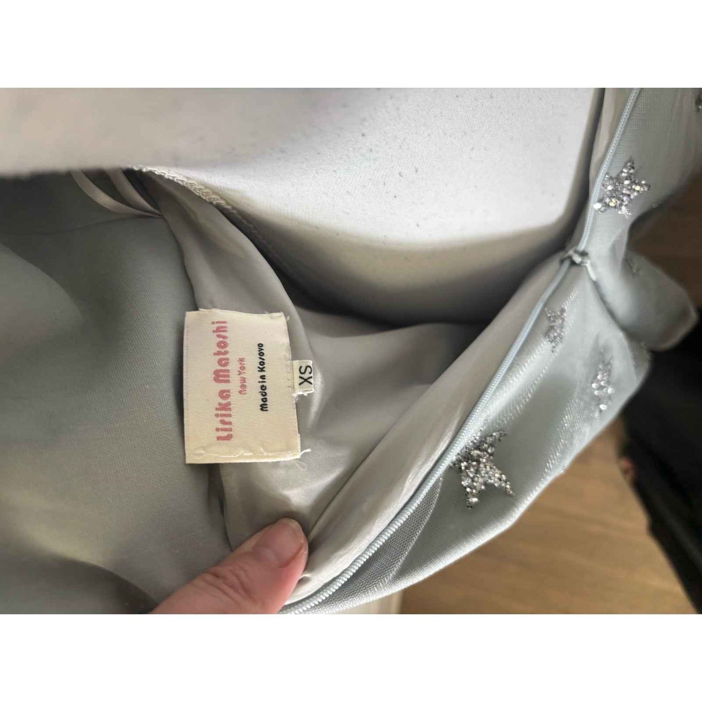 Lirika Matoshi Silver Sequin Star Cocktail Dress Sz XS