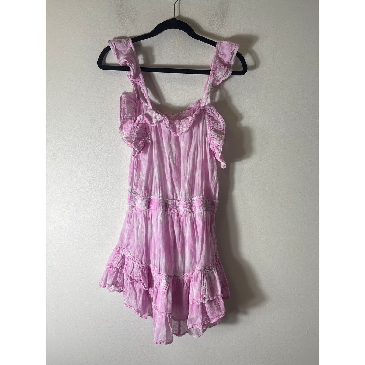 Love Shack Fancy Pink Watercolor Sleeveless Cotton Mini Dress Sz