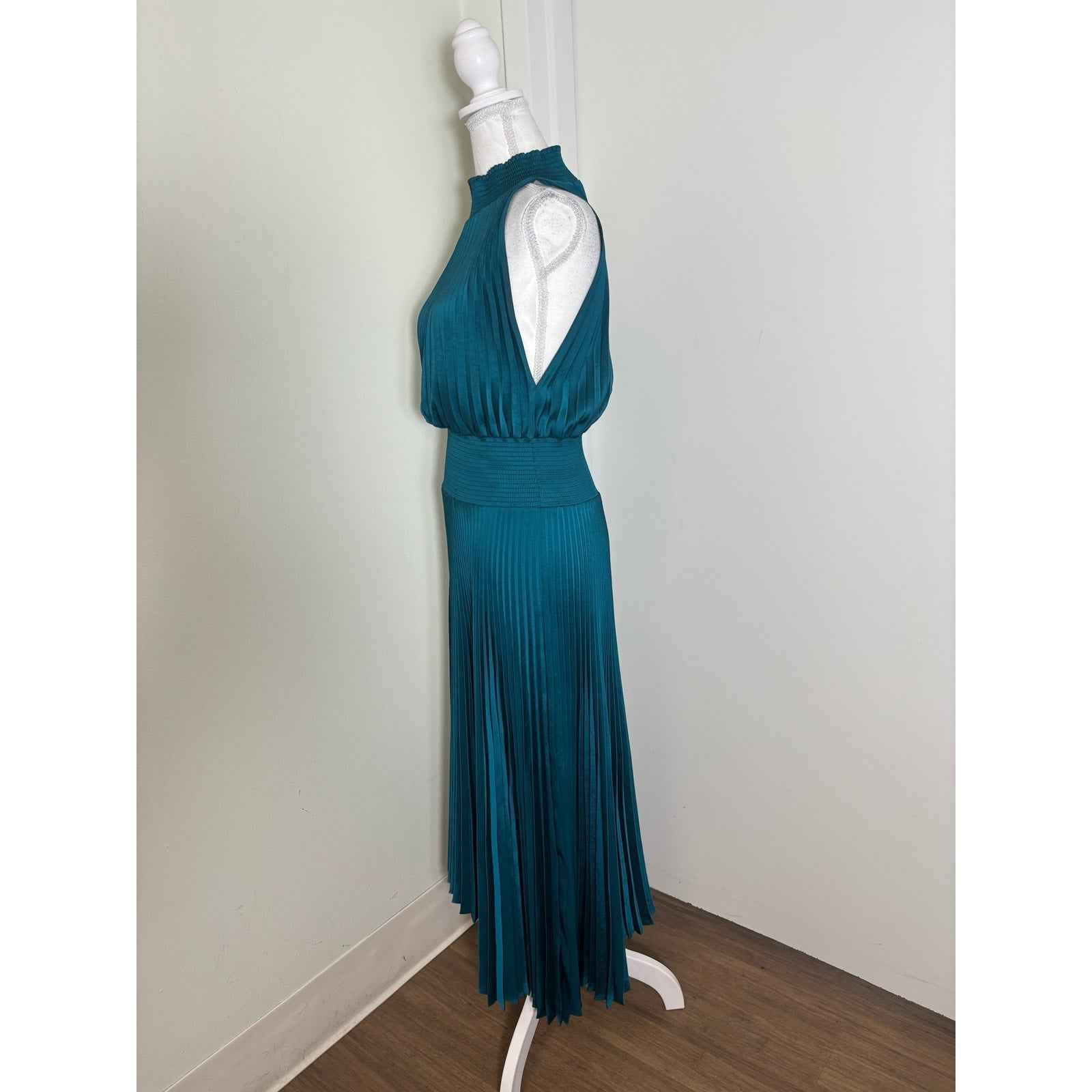 ALC Teal Jewel Tone Accordian Cocktail Dress Sz 6