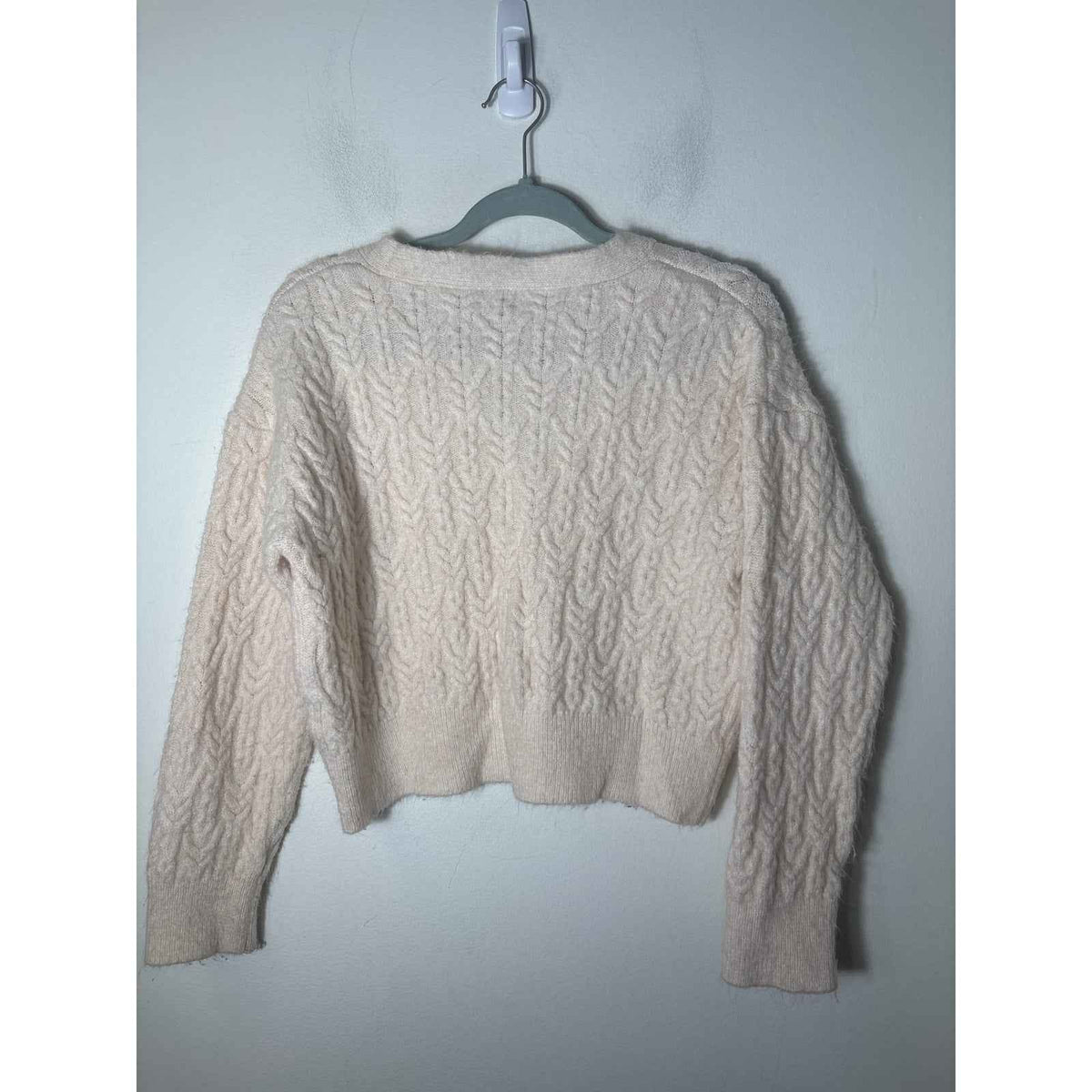 Zara Cream Long Sleeve Knit Button Up Cardigan Sz M