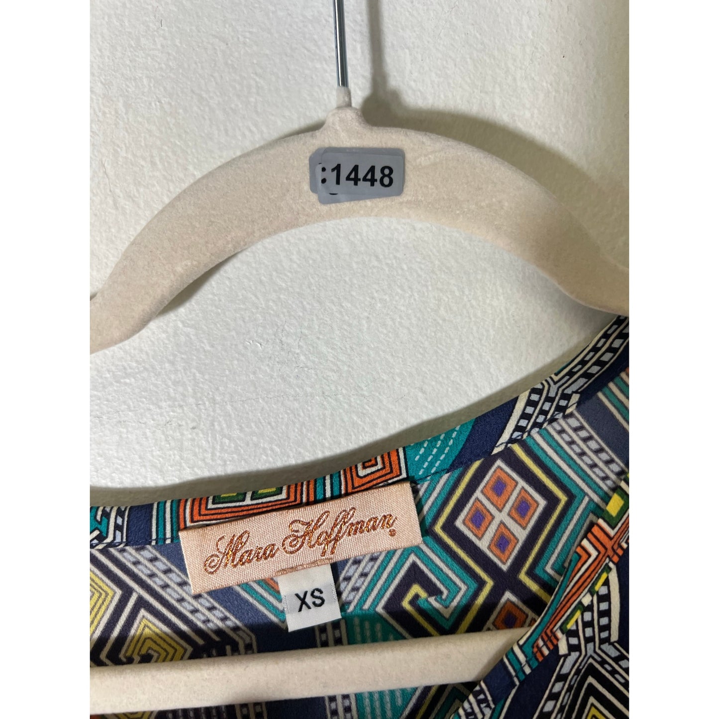 Mara Hoffman Green Print Long Sleeve Crossover Shirt Sz XS