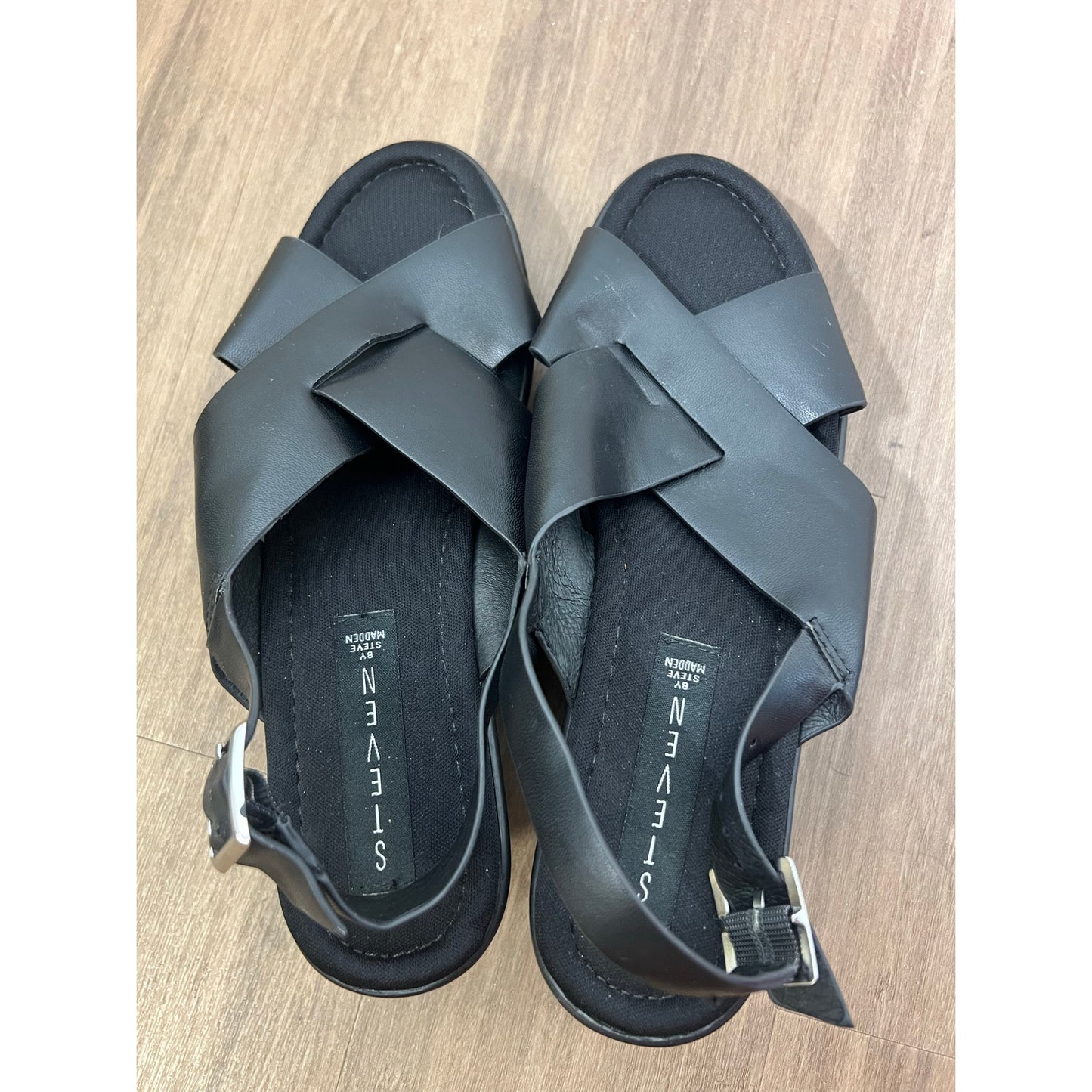 Steven by Steve Madden Black Criss Cross Wedges Sz 8