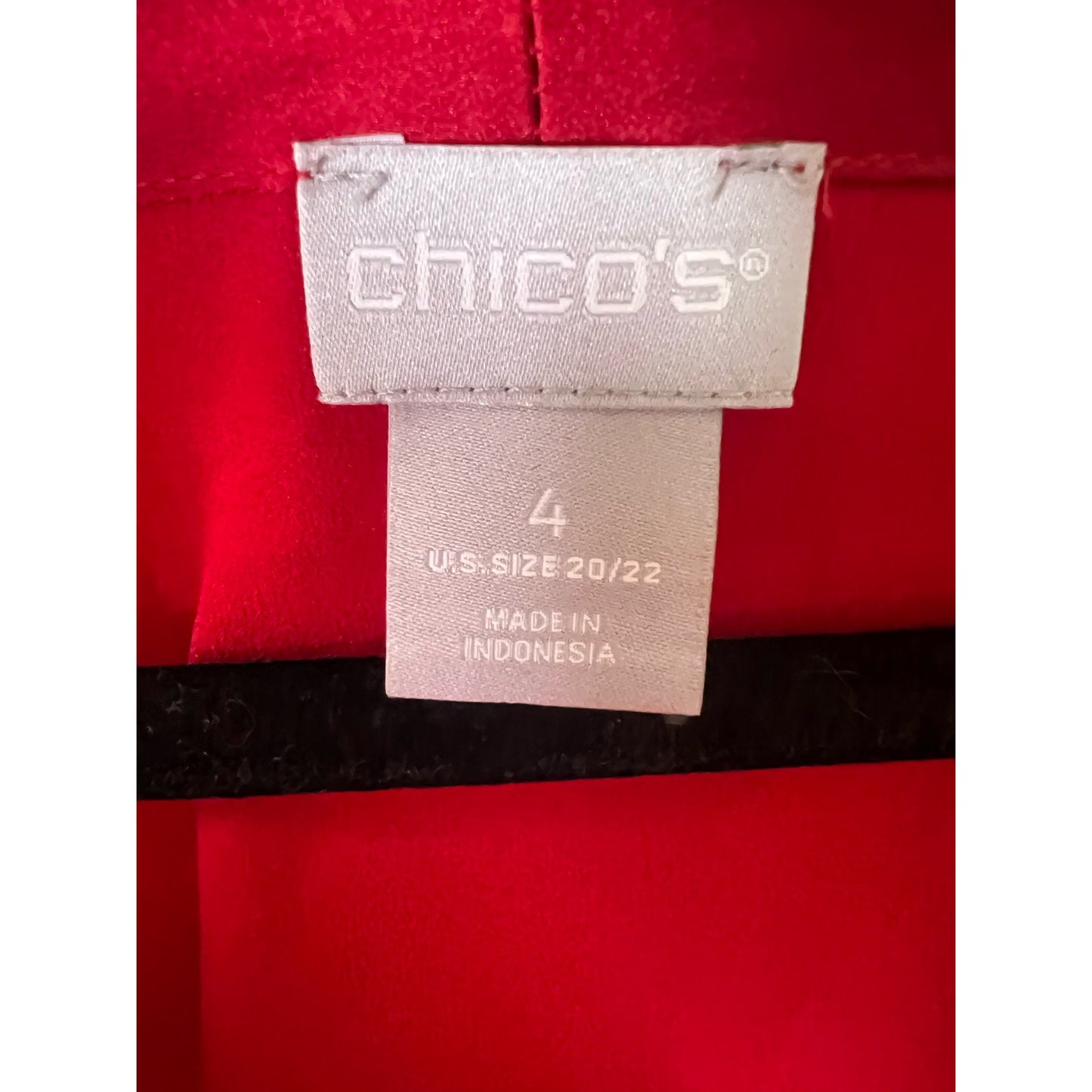 Chico's Red Long Sleeve V-Neck Tunic Sz 4