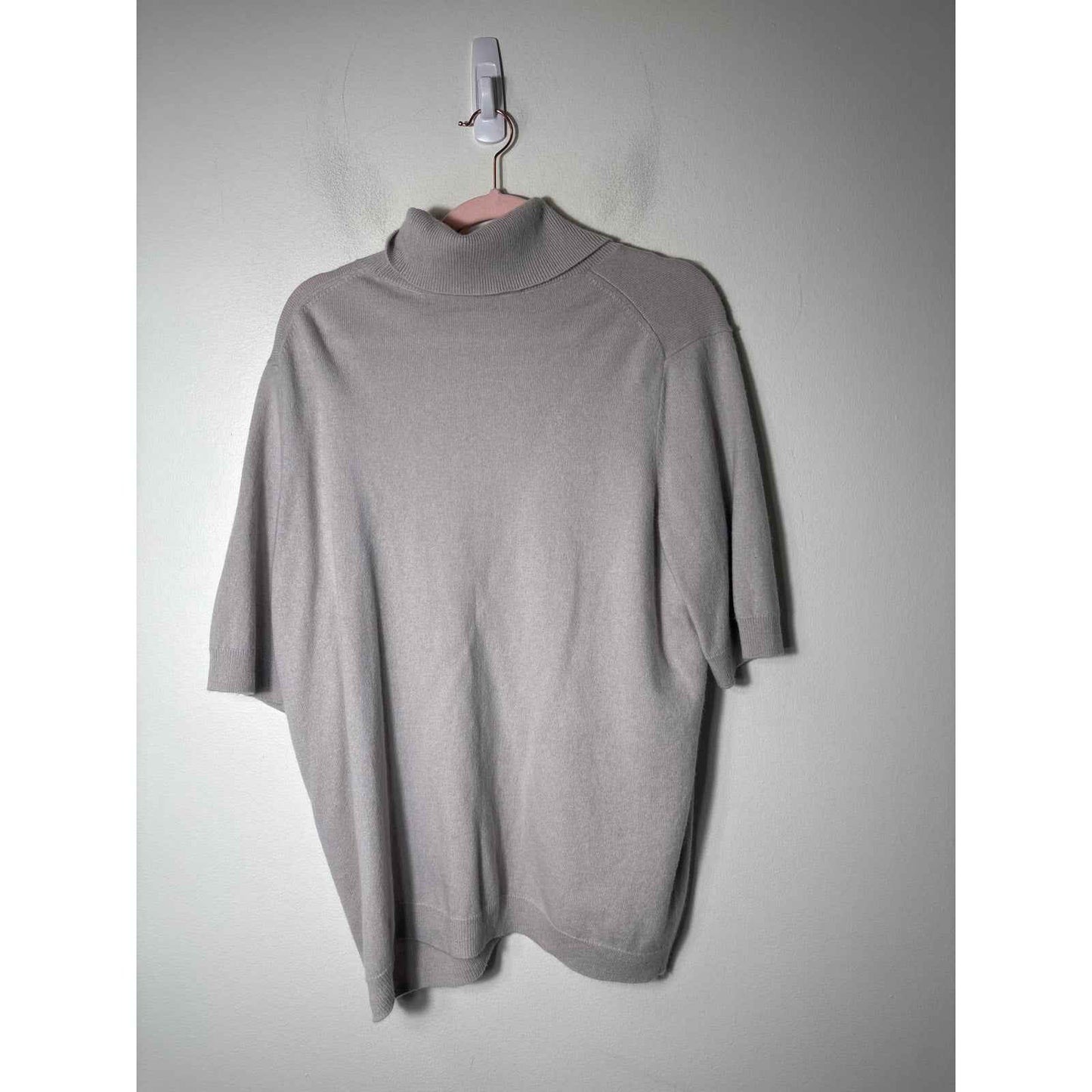 COS Beige Half Sleeve Turtleneck Cashmere Sweater Sz L