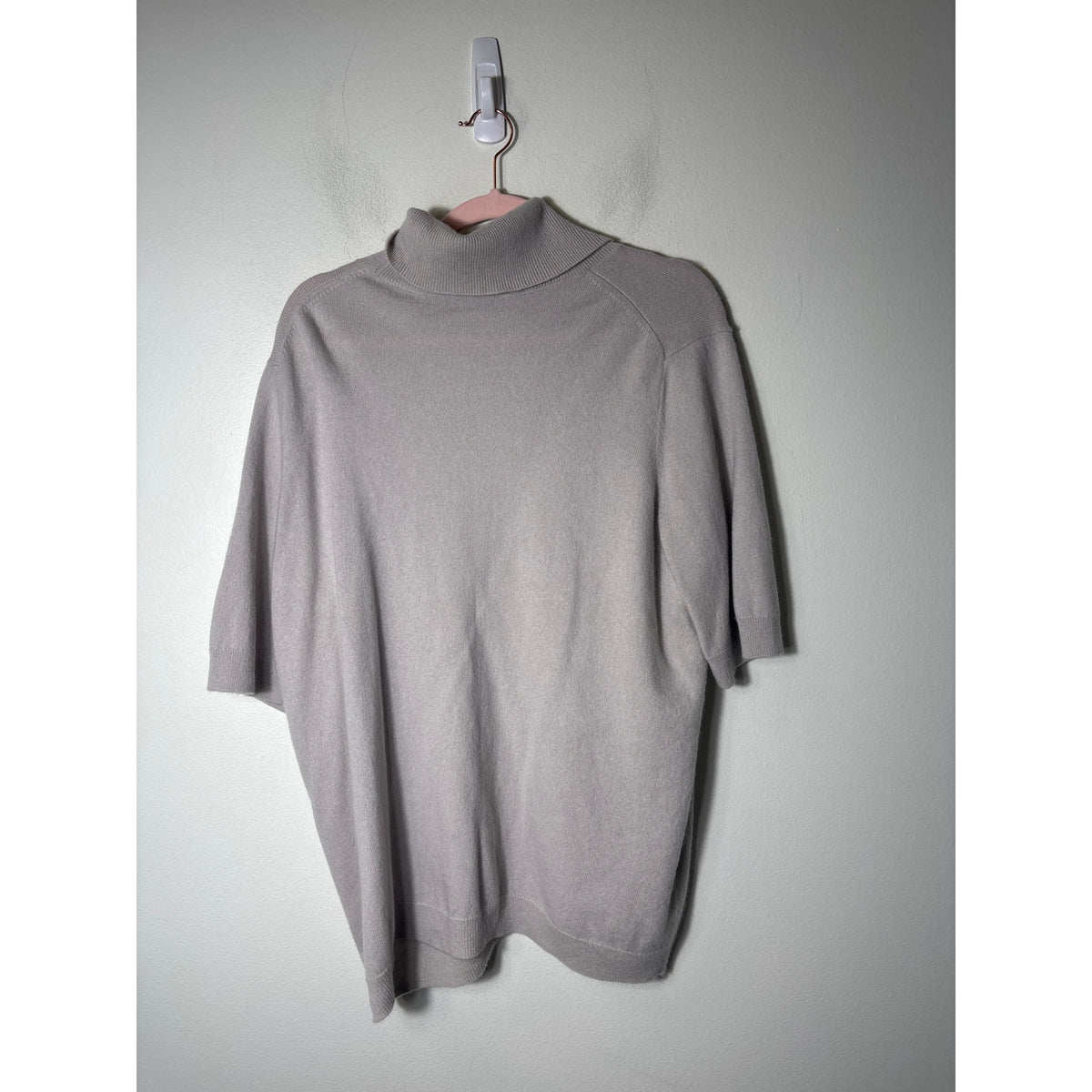 COS Beige Half Sleeve Turtleneck Cashmere Sweater Sz L