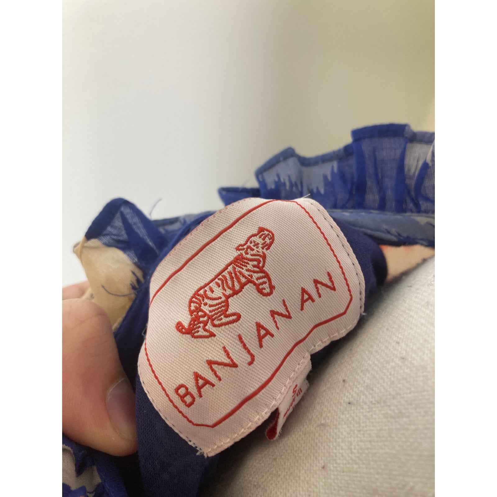 Banjanan Blue/Orange Midi Ikat Dress Sz S