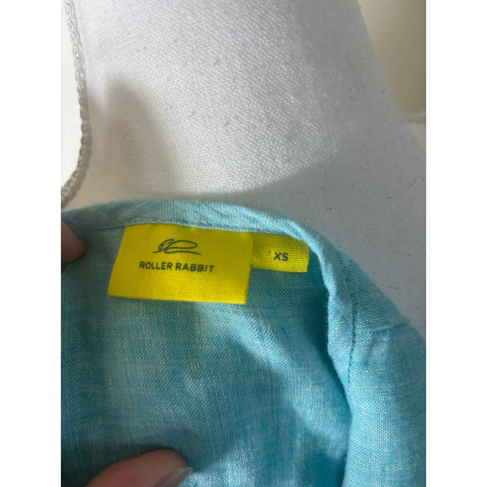 Roller Rabbit Teal Sleeveless Embroidered Linen Dress Sz XS