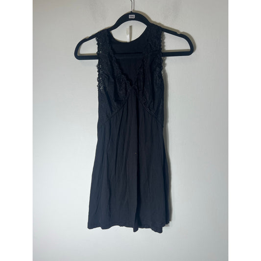 B. Up Black Lace and Cotton Knee Length Nightgown Sz S