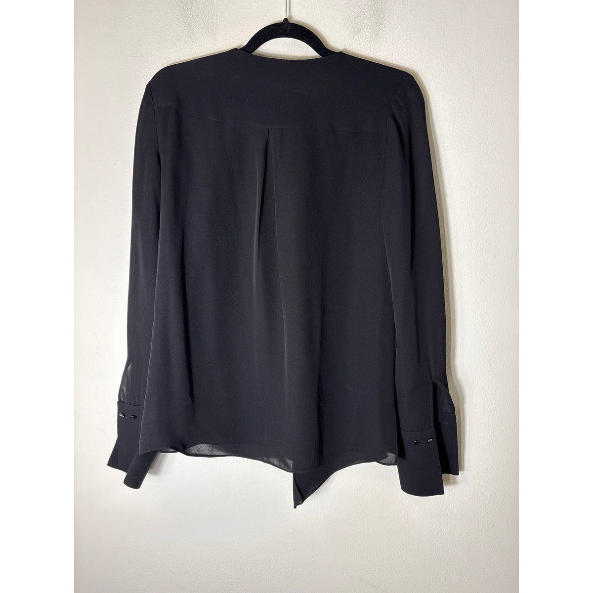 Elie Tahari Black Long Sleeve French Cuff Silk Shirt Sz S