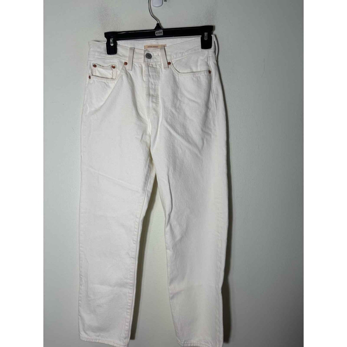 Levi's Off White Denim Button Fly "Wedgie Straight" Jeans Sz 27