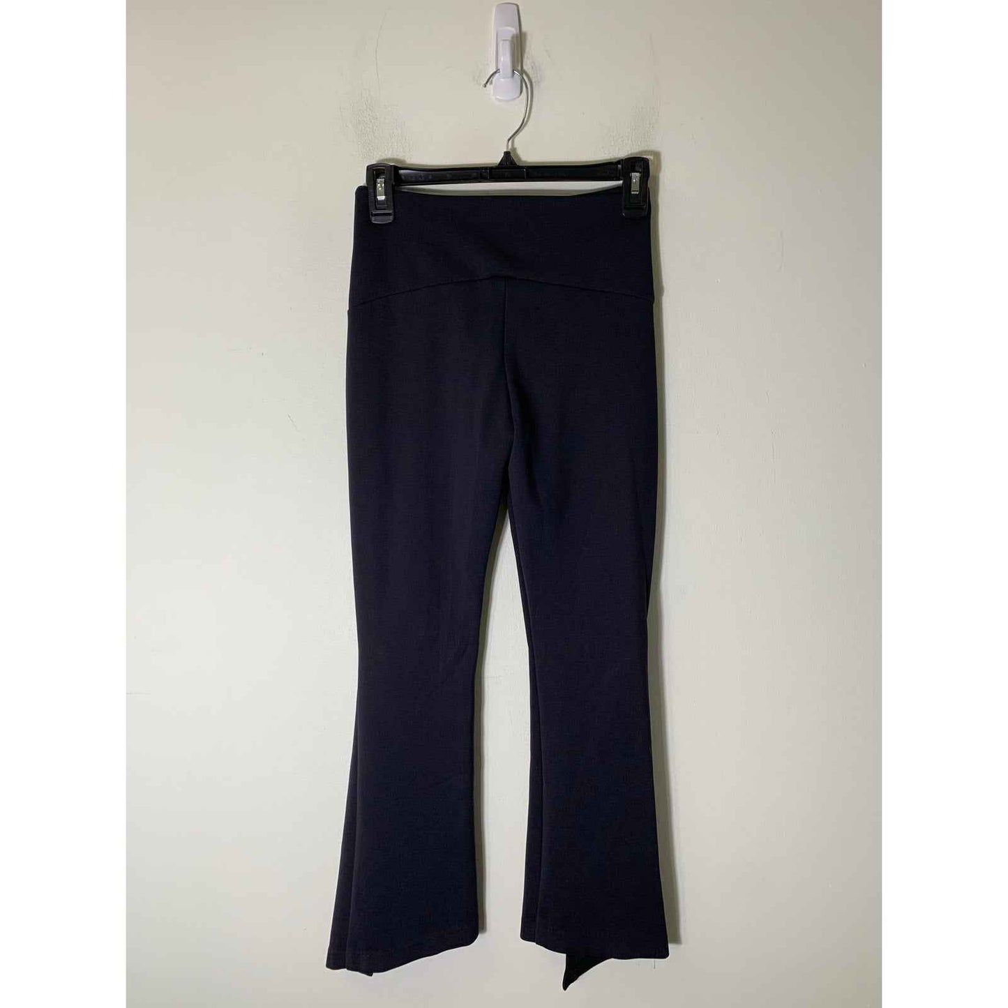 ONA Black Pull On Flare Leg Pants with Asymetrical Hem at Ankles Sz S