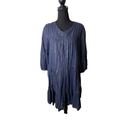 Trovata Birds of Paradis Blue Knee Length A-Line Dress Sz M