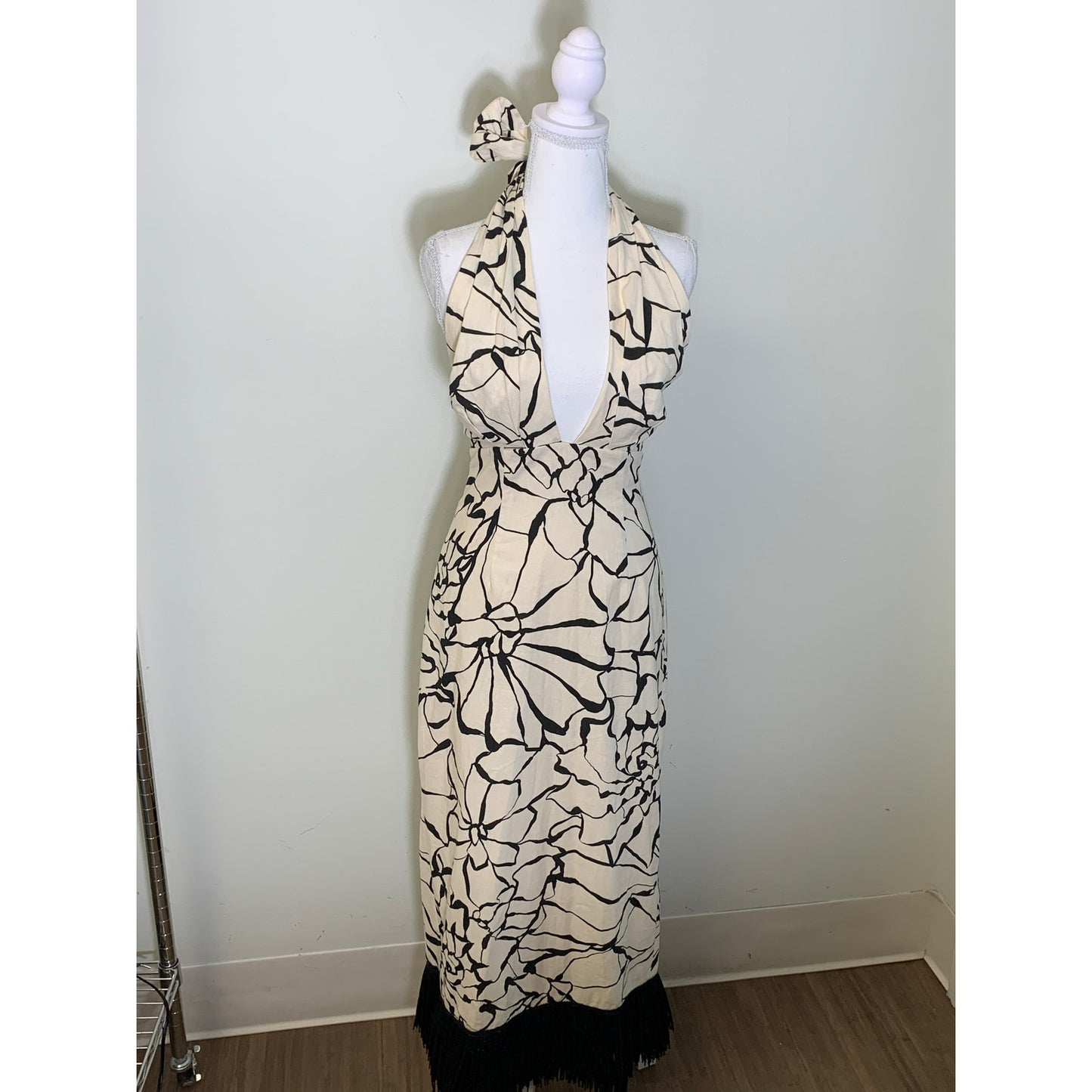 NWT Antonio Melani Black Shell Print Maxi Dress Sz 2