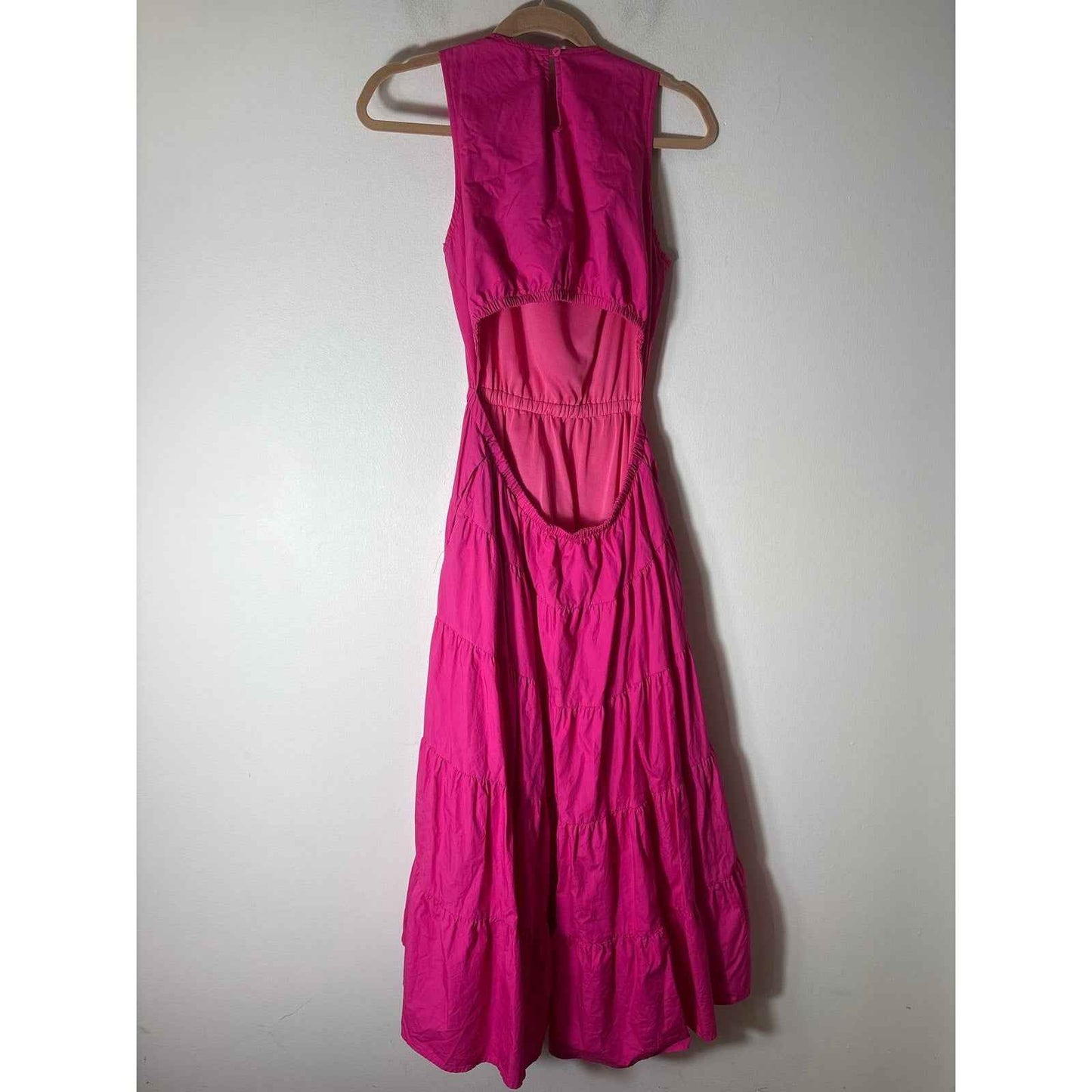 &merci Hot Pink Sleeveless Open Back Tierd Maxi Dress Sz S