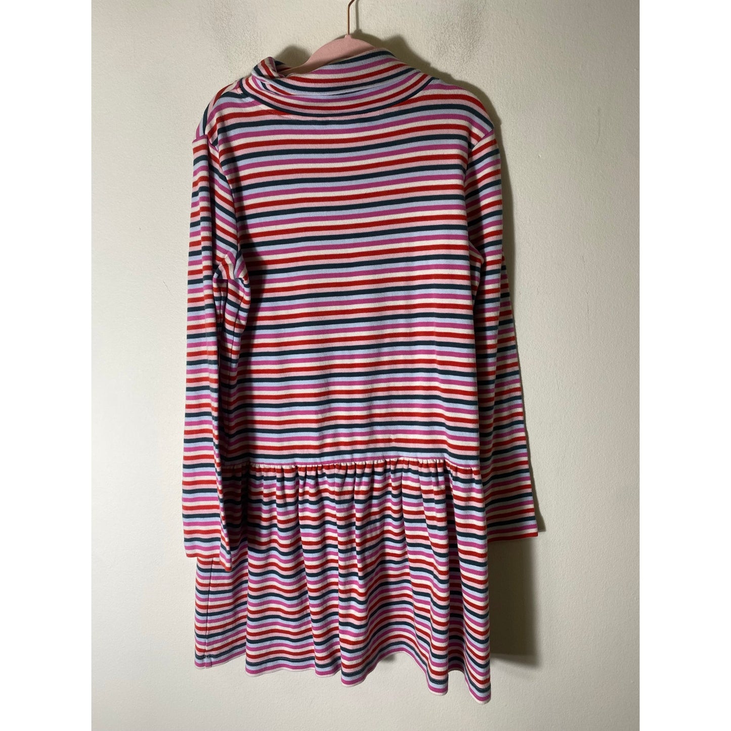 Hanna Anderson Multi Color Stripe Turtleneck Dress Sz 12