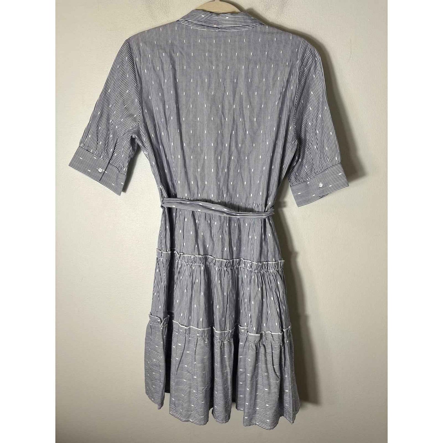 Only Blue Denim Blue and White Stripe Half Sleeve Button Dress Sz 38