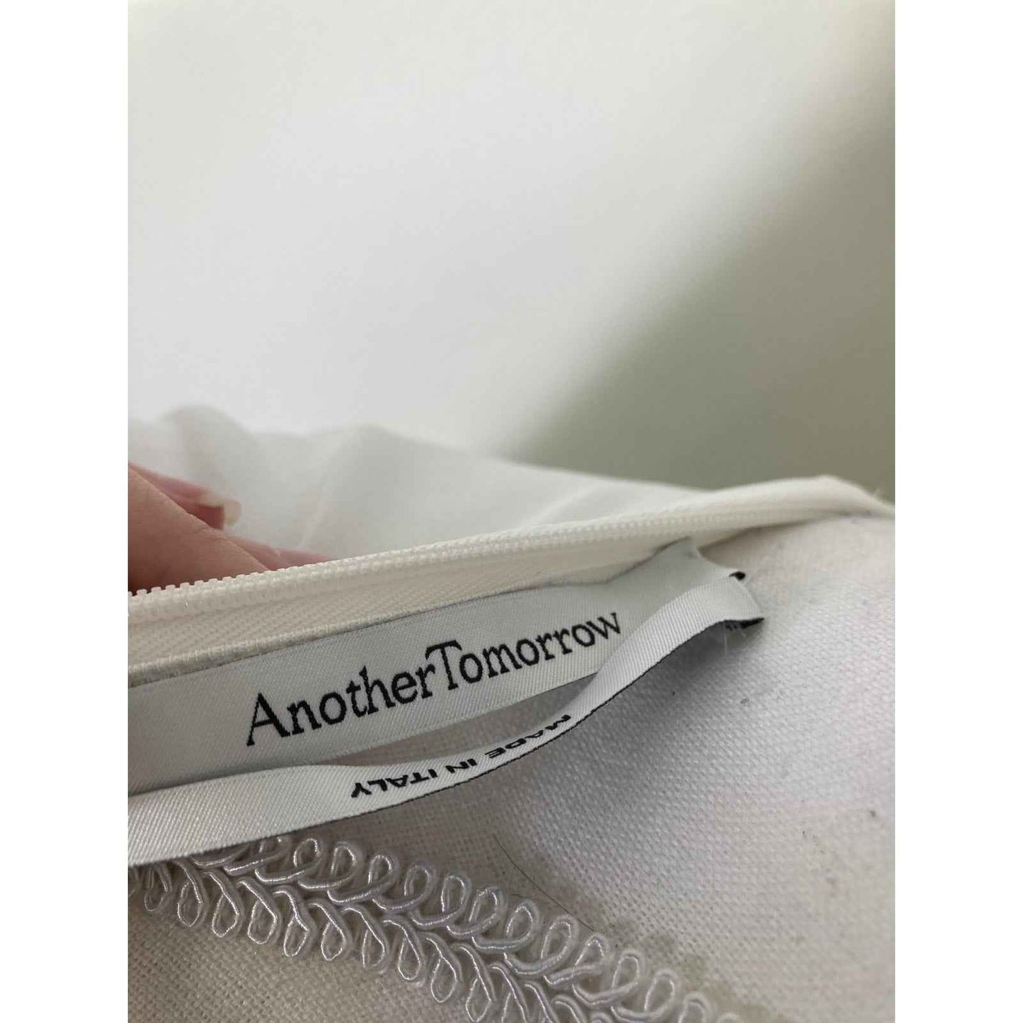 NWT Another Tomorrow Off White "Shirred Long Sleeve Top" Sz 44