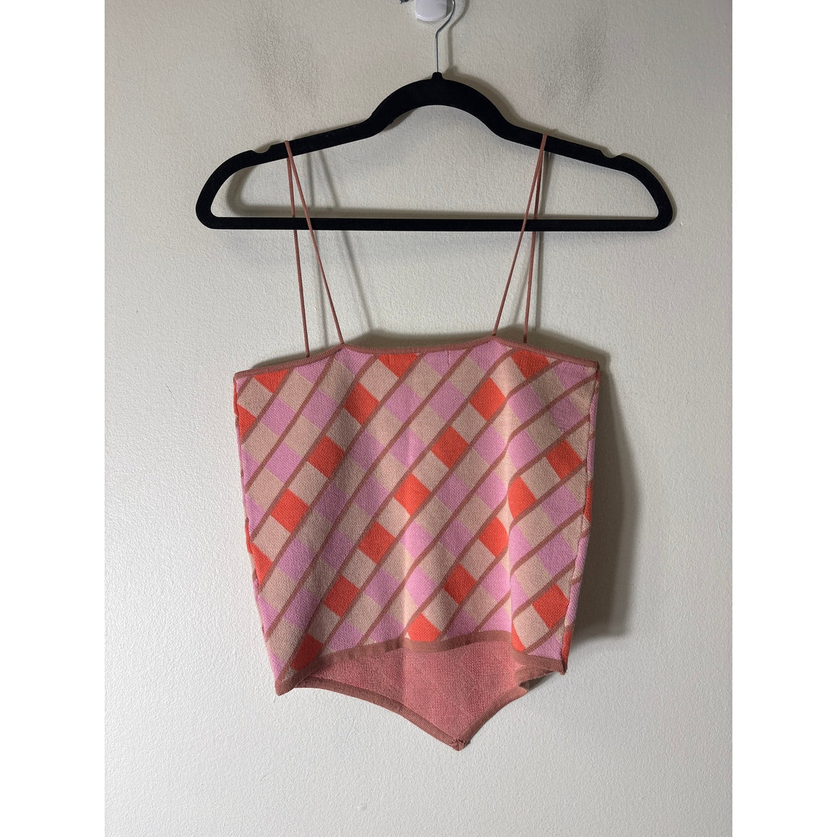 Heartloom Pink and Orange Diamon Knit Crop Top Sz S