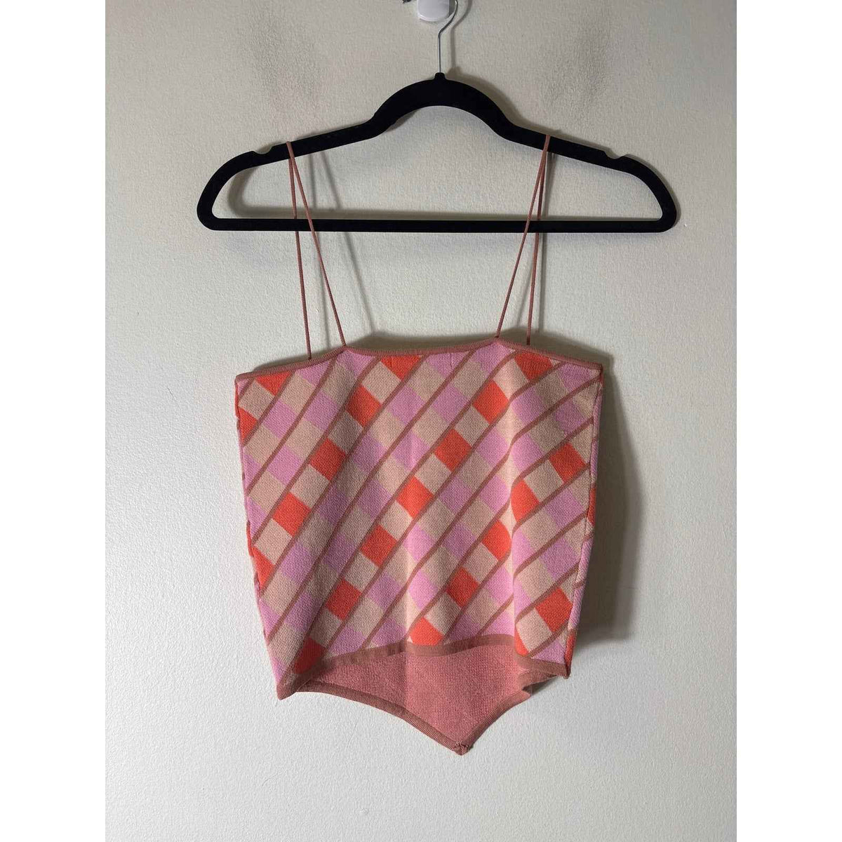 Heartloom Pink and Orange Diamon Knit Crop Top Sz S