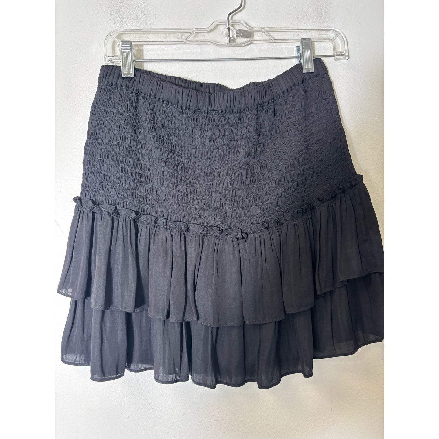 Mustard Seed Black Smocked Ruffle Mini Skirt/Skort Sz L