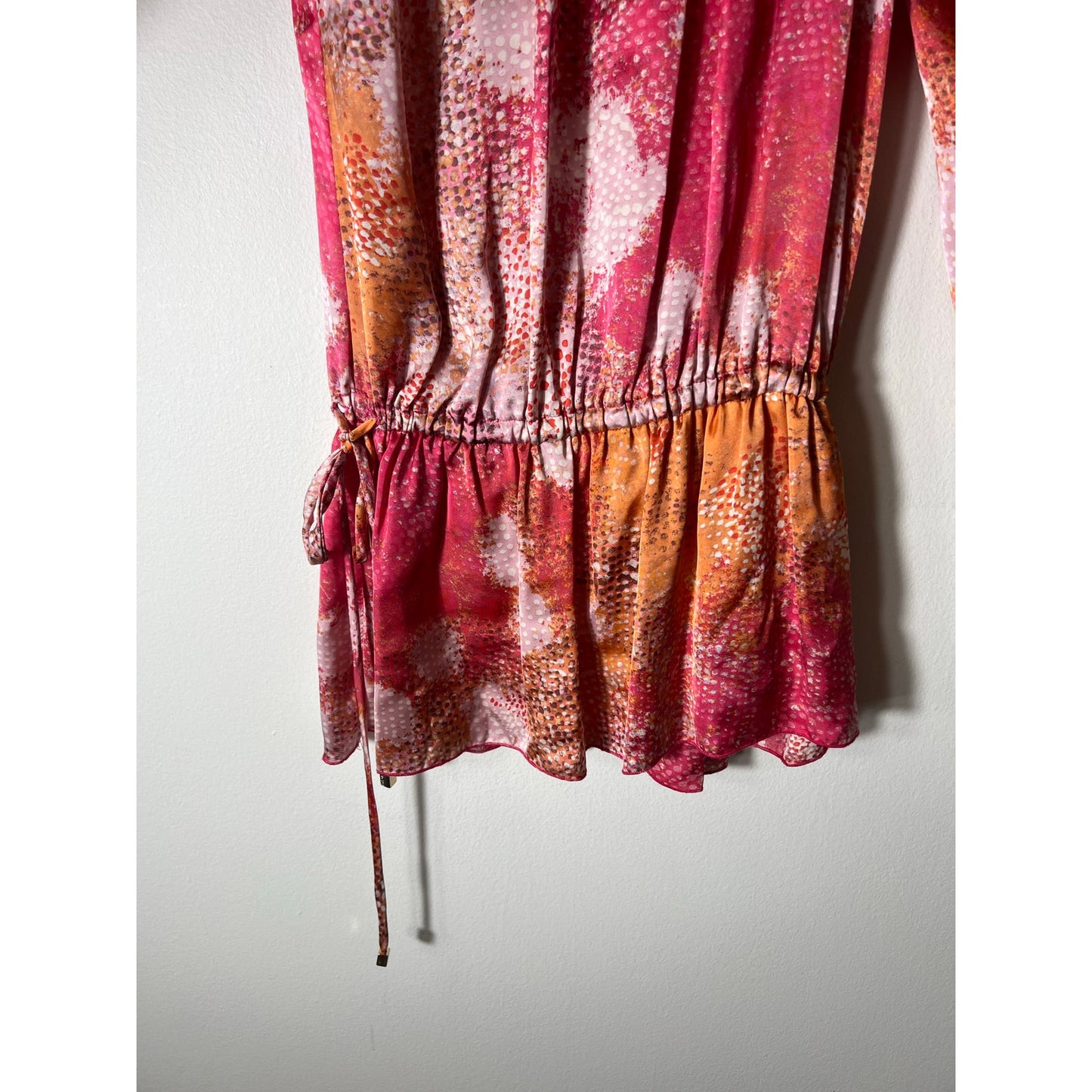 Alexis Pink Orange Long Sleeve Dress Sz S