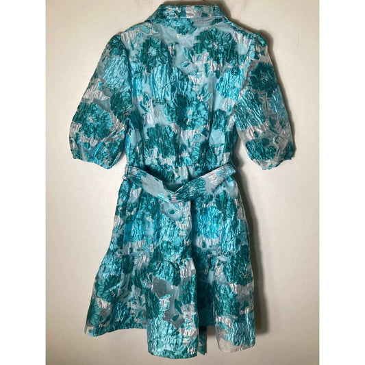 NWT Gingham & Heels Glazer Aqua Jacquard Dress Sz 8