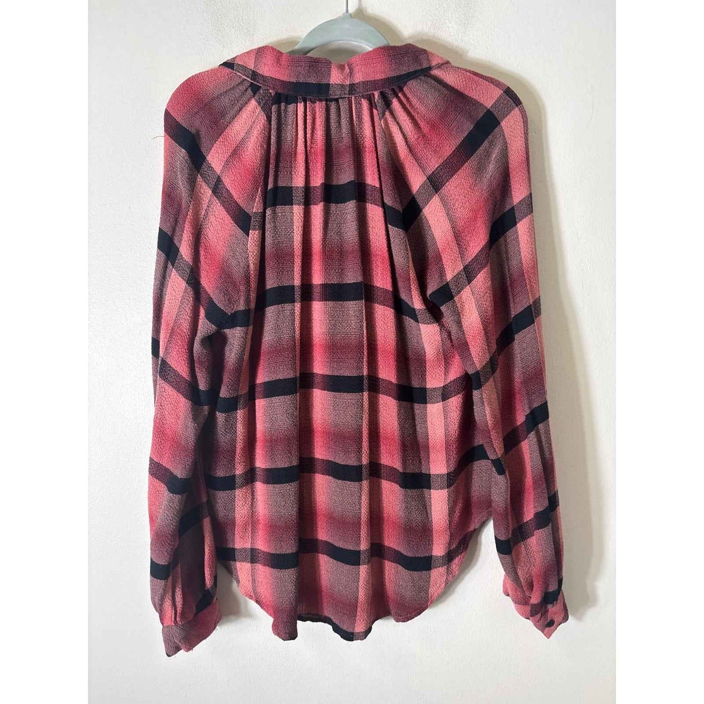 Cloth and Stone Pink Large Plaid Long Sleeve Button Up Shirt Sz M