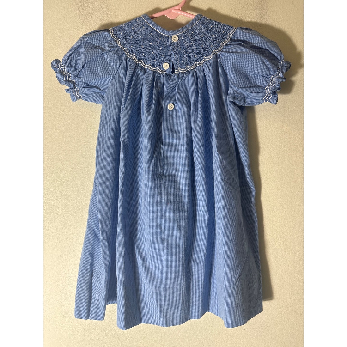 Girls Vintage Orient Express Blue Smocked SNowman Dress Sz 1