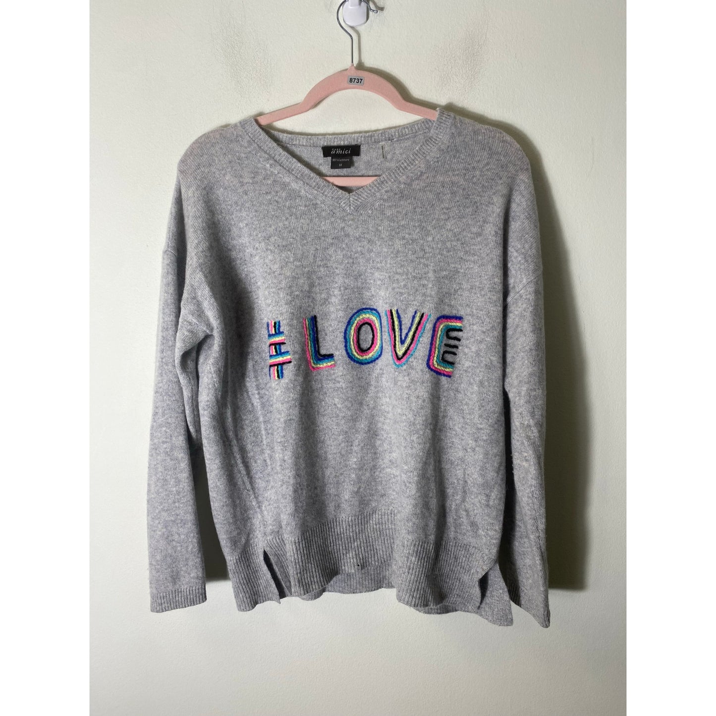 Pure Amici Cashmere #LOVE Sweater Sz M