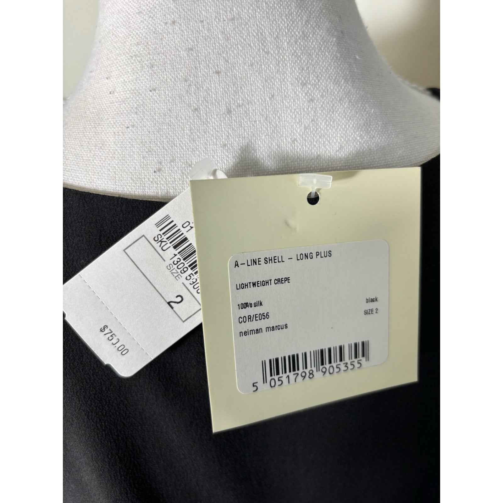 NWT Eskandar Black Sleeveless Knee Length Silk Dress Sz 2