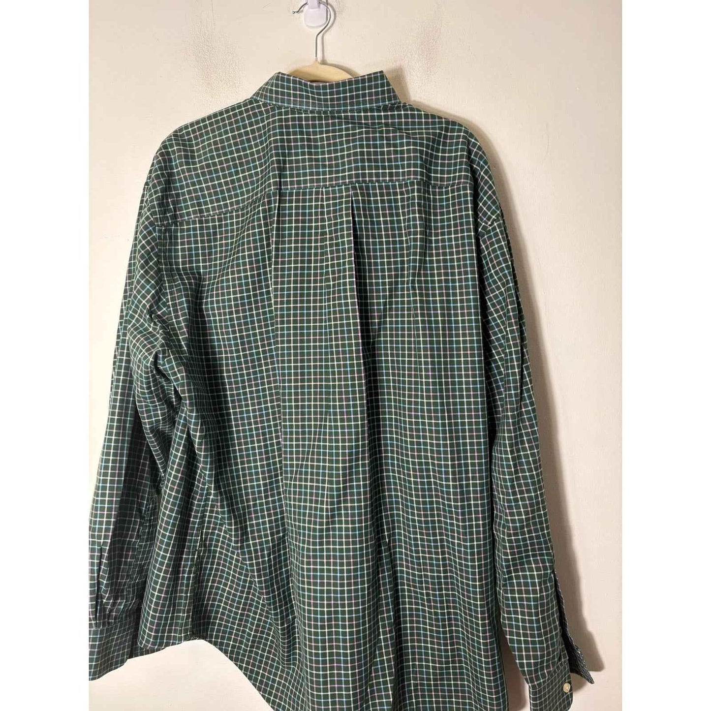 Mens Vineyard Vines Green and Pink Plaid Long Sleeve Shirt Sz L