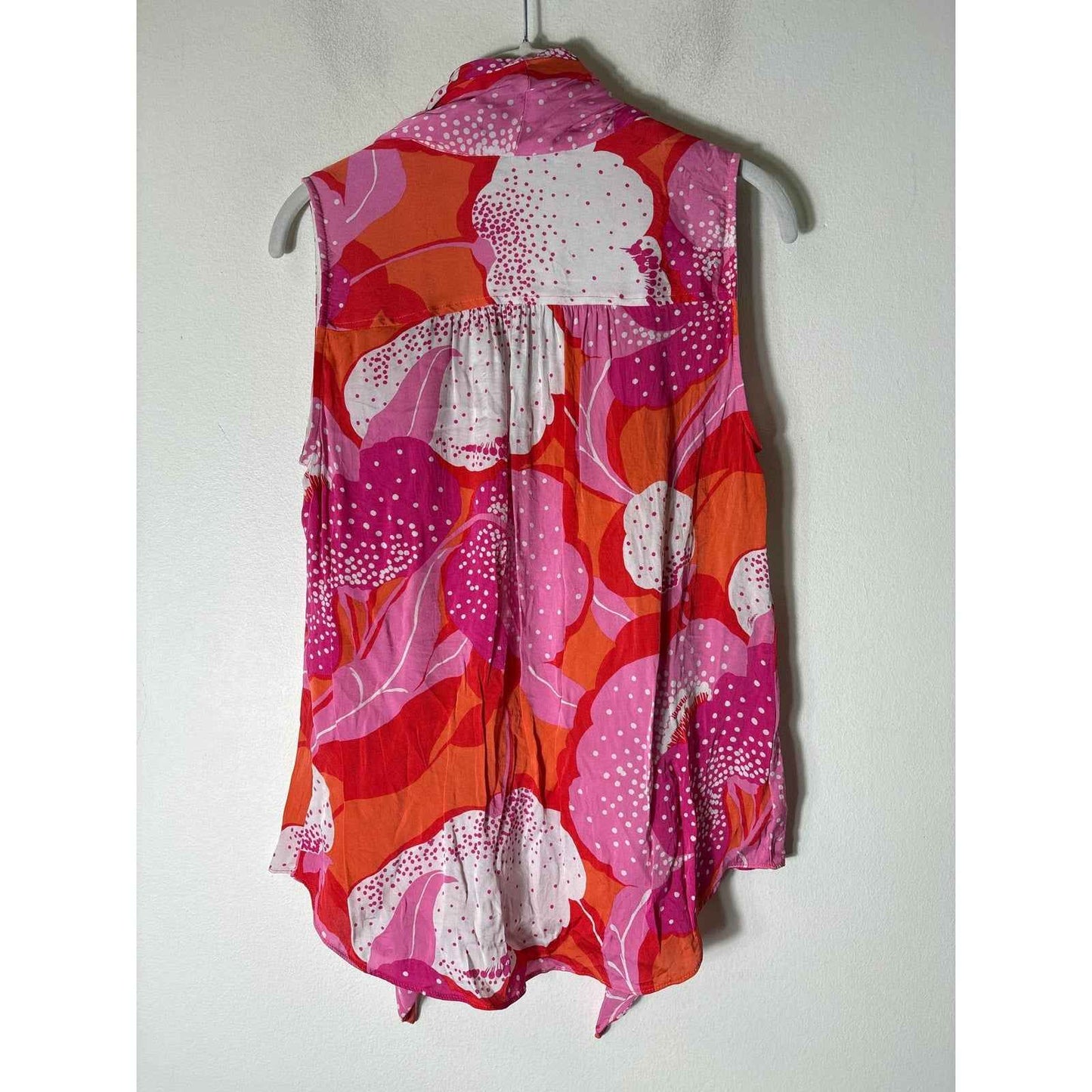 Trina Turk Pink Orange Sleeveless Silk Blend Top Sz M