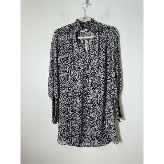 Bailey 44 Gray Leopard Print Long Sleeve Mini Dress Sz 2