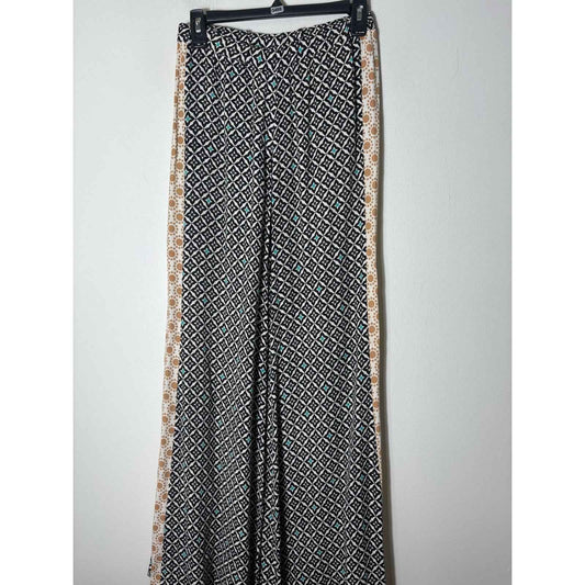 Ella Moss Black/White/Tan Geometric Palazzo Pants Sz XS
