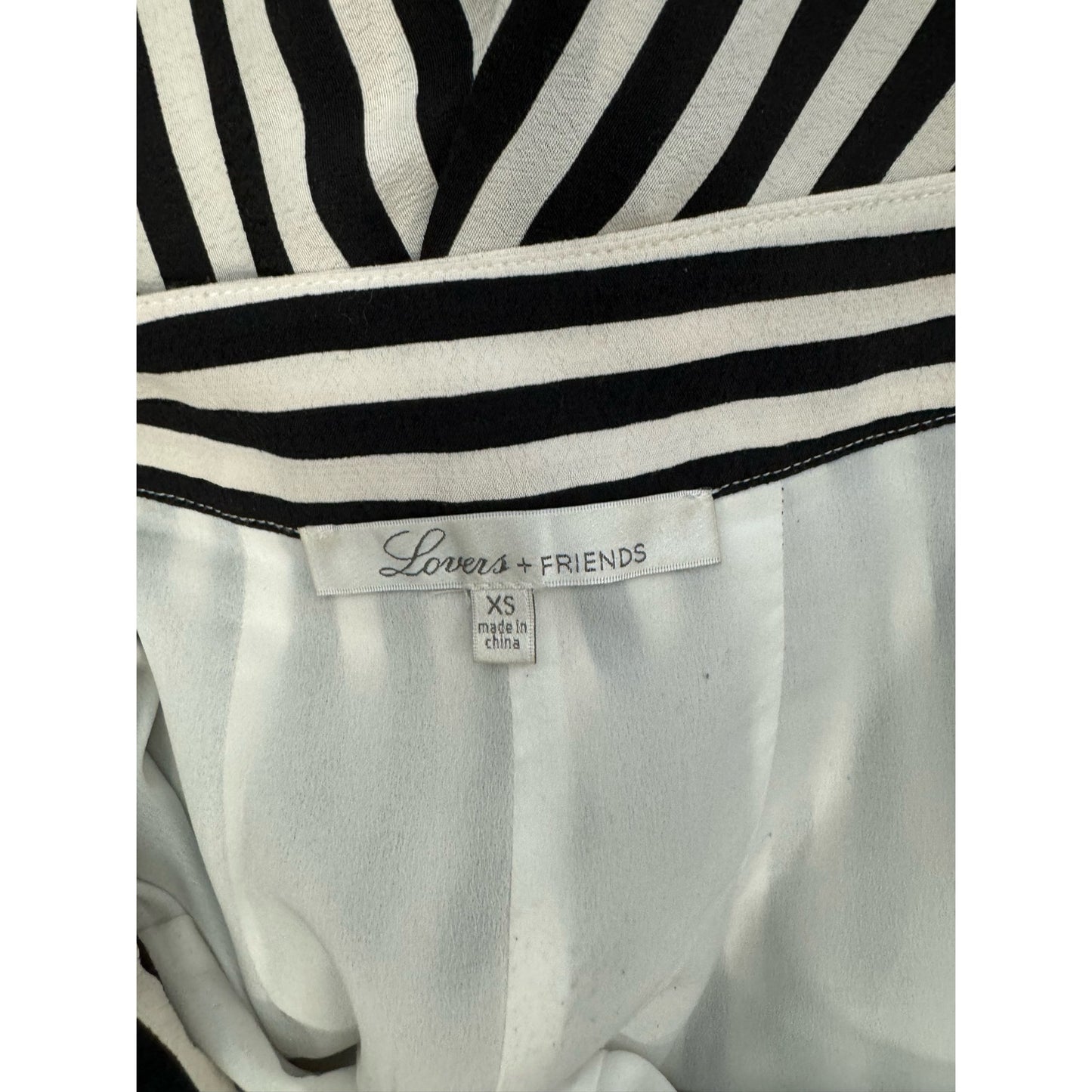 Lovers and Friends Black White Striped Wide Leg Cropped Pants Sz XS