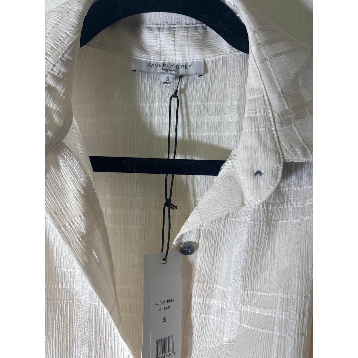 NWT Waverly Gray Cream Cold Should Long Sleeve Shirt Sz S