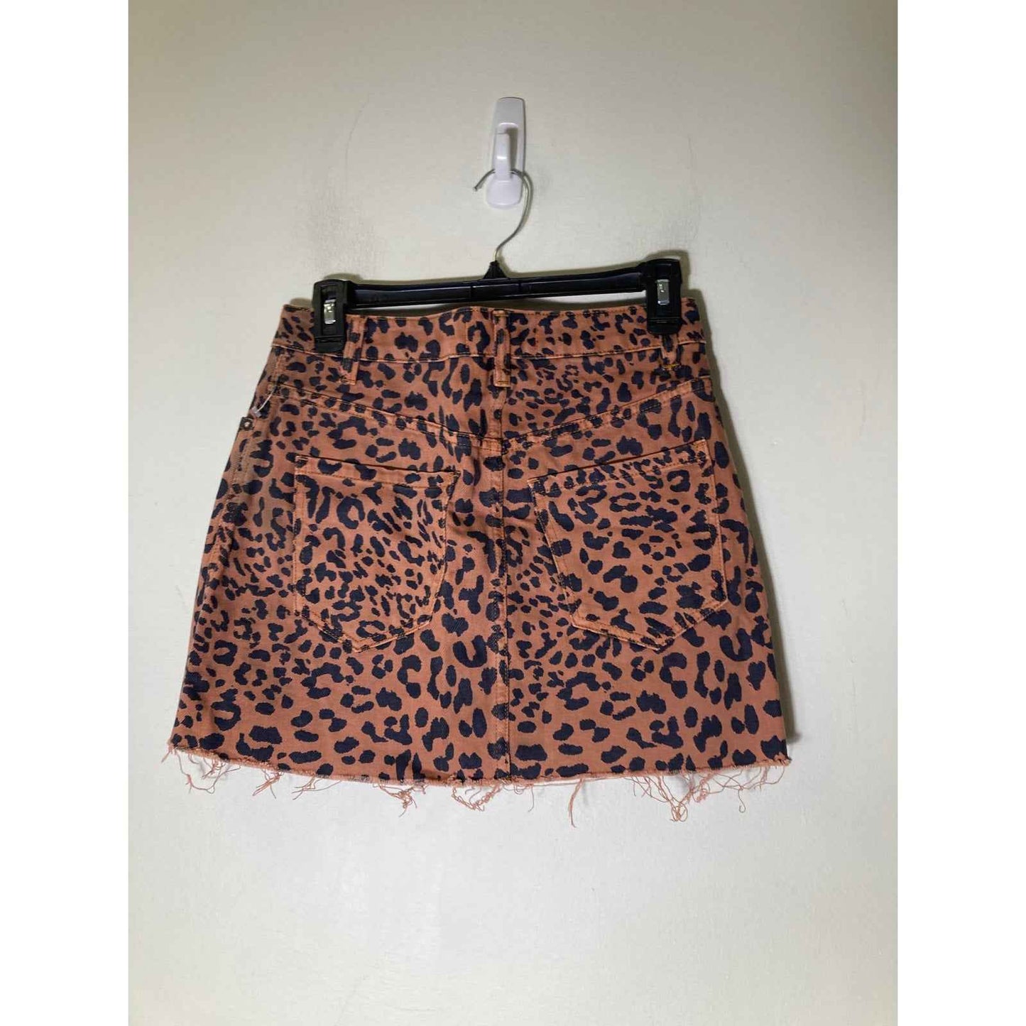 We The Free Rust Cheetah Print Front Zip Cotton Mini Skirt Sz 25