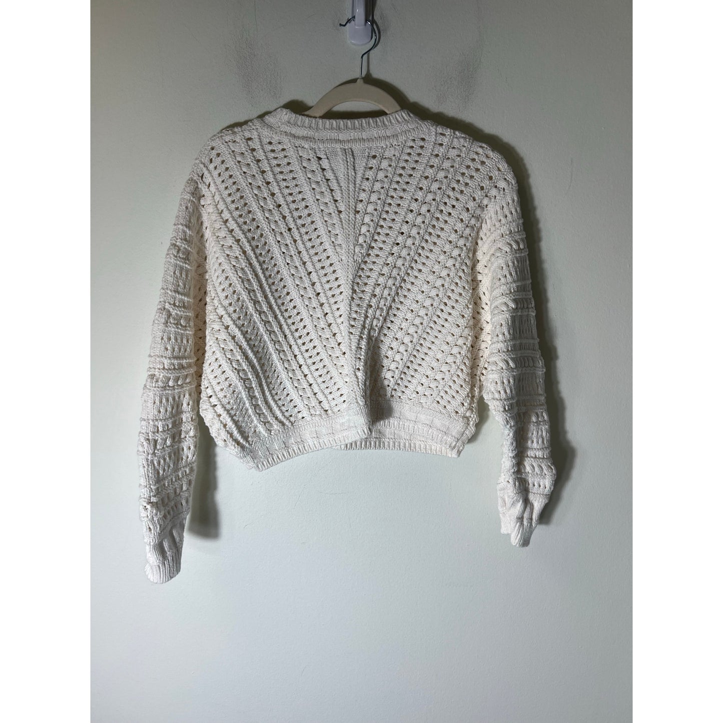 Banana Republic Off White Knit Cropped Long Sleeve Sweater Sz S