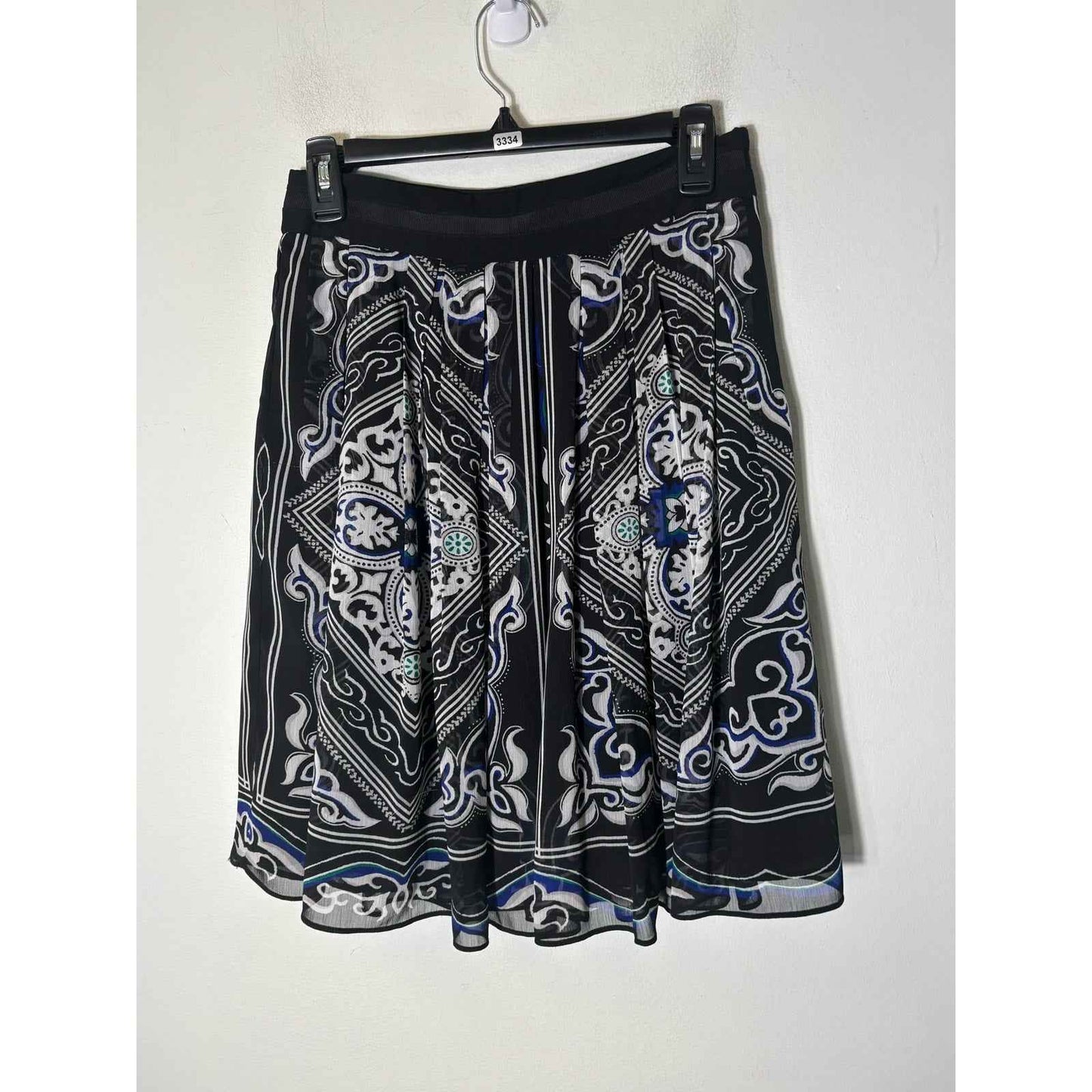White House Black Market Black White Knee Length A Line Skirt Sz 2