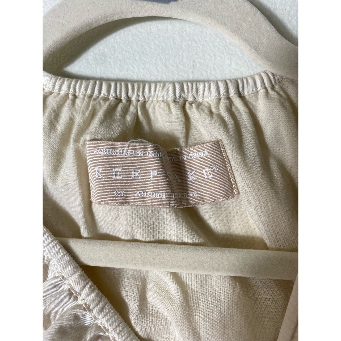 Keepsake Light Tan Khaki Puff Sleeve Crop Top Sz XS