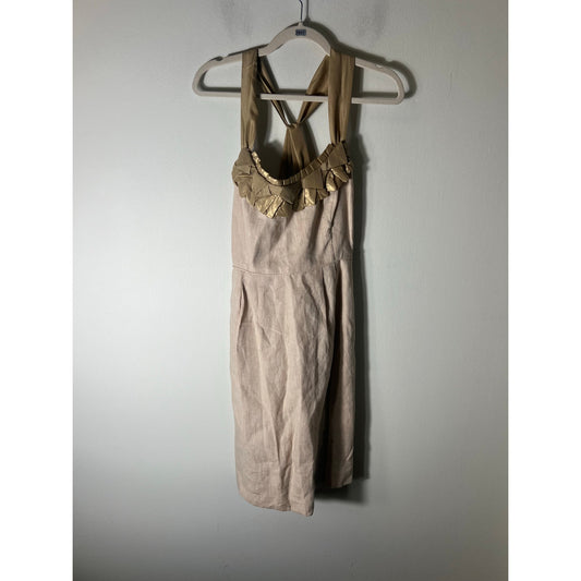 J. Crew Beige Sleeveless Cotton Knee Length Dress Sz 6