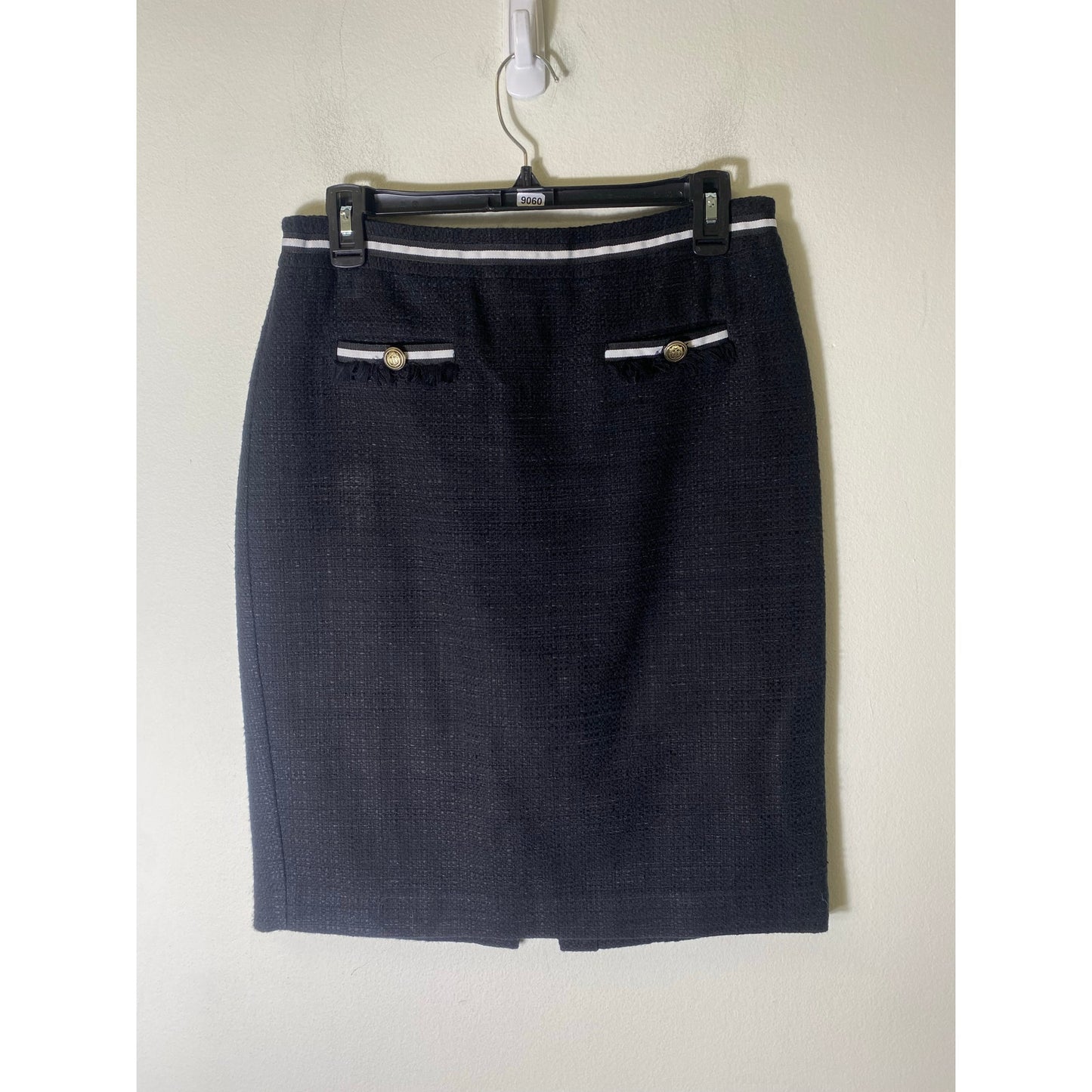 Talbots Black Skirt W Ribbon Trim Sz 6P