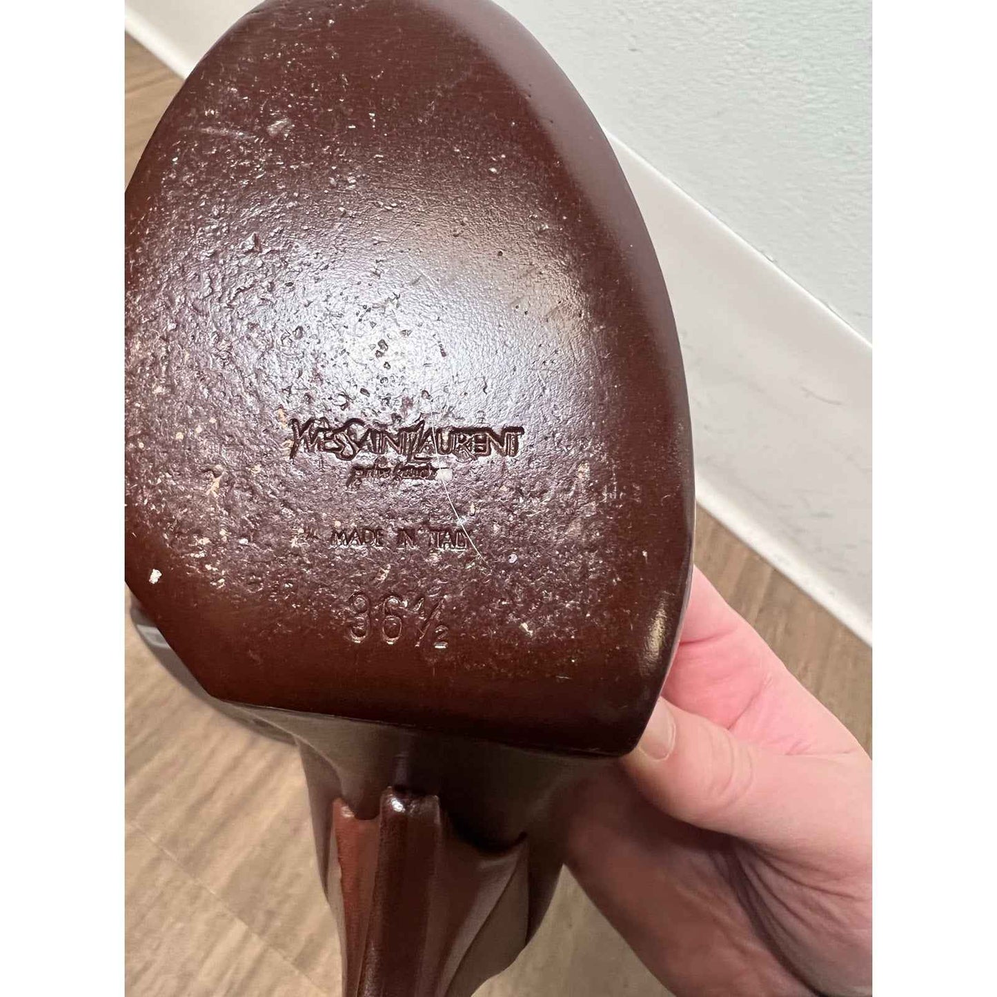 YSL Brown Leather Heels Sz 36.5