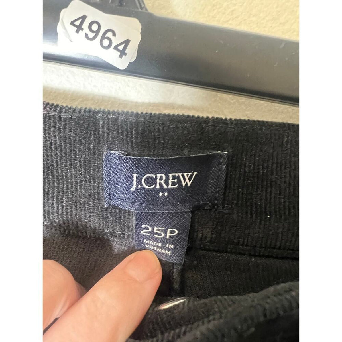 J Crew Black Corduroy Straight Leg Ankle Pants Size 25 Petite