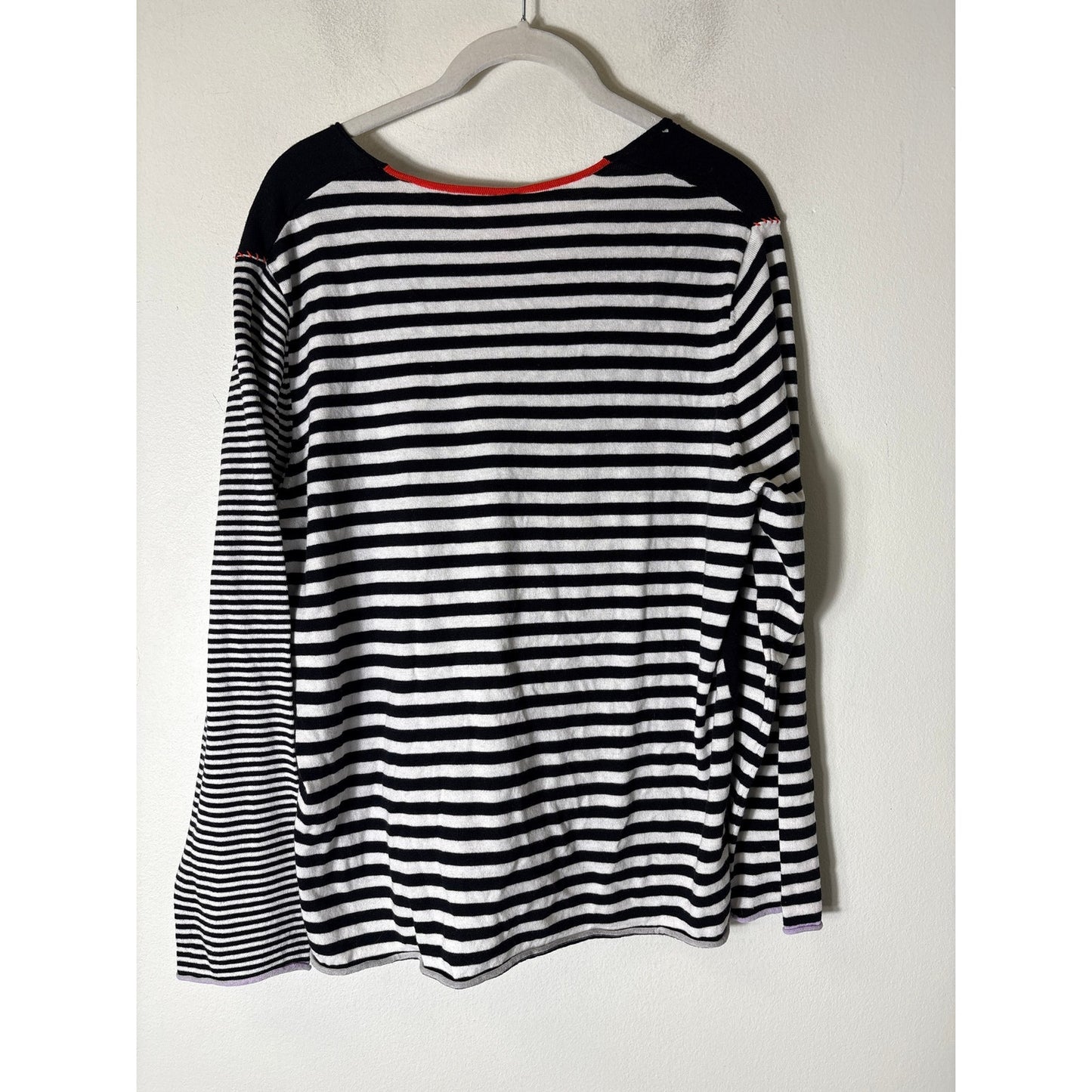 NWT Zaket & Plover Black And White Stripe Long Sleeve V-Neck Top Sz L