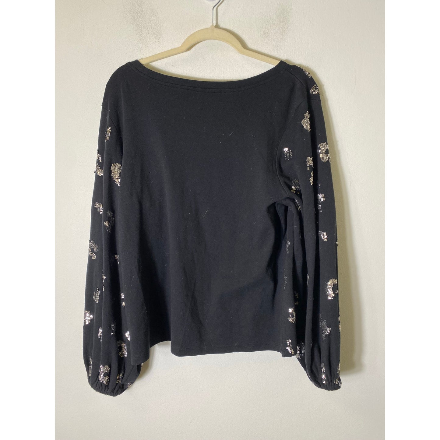 Kyra Black Knit Long Sleeve Silver Sequince Shirt Sz L