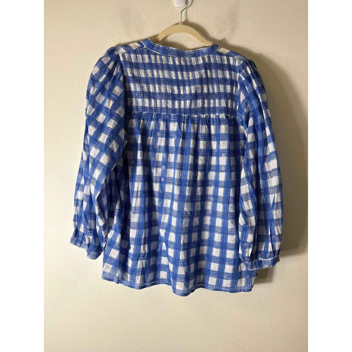 Lola Australia Blue and White Gingham Long Sleeve Shirt Sz S